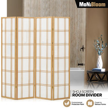 6Ft Tall 4 Panel Wood Folding Room Divider Shoji Partition Privacy Fabri... - $159.99