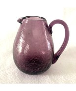 Vintage Pilgrim Hand Blown Glass Purple Crackle Pitcher 4" - $22.24