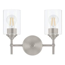Home Decorators Ayelen 13.5 in. 2-Light Brushed Nickel Vanity Light Clear Glass - £51.55 GBP