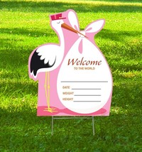 It&#39;s A Girl Stork Outdoor Yard Sign - Pink - £14.16 GBP