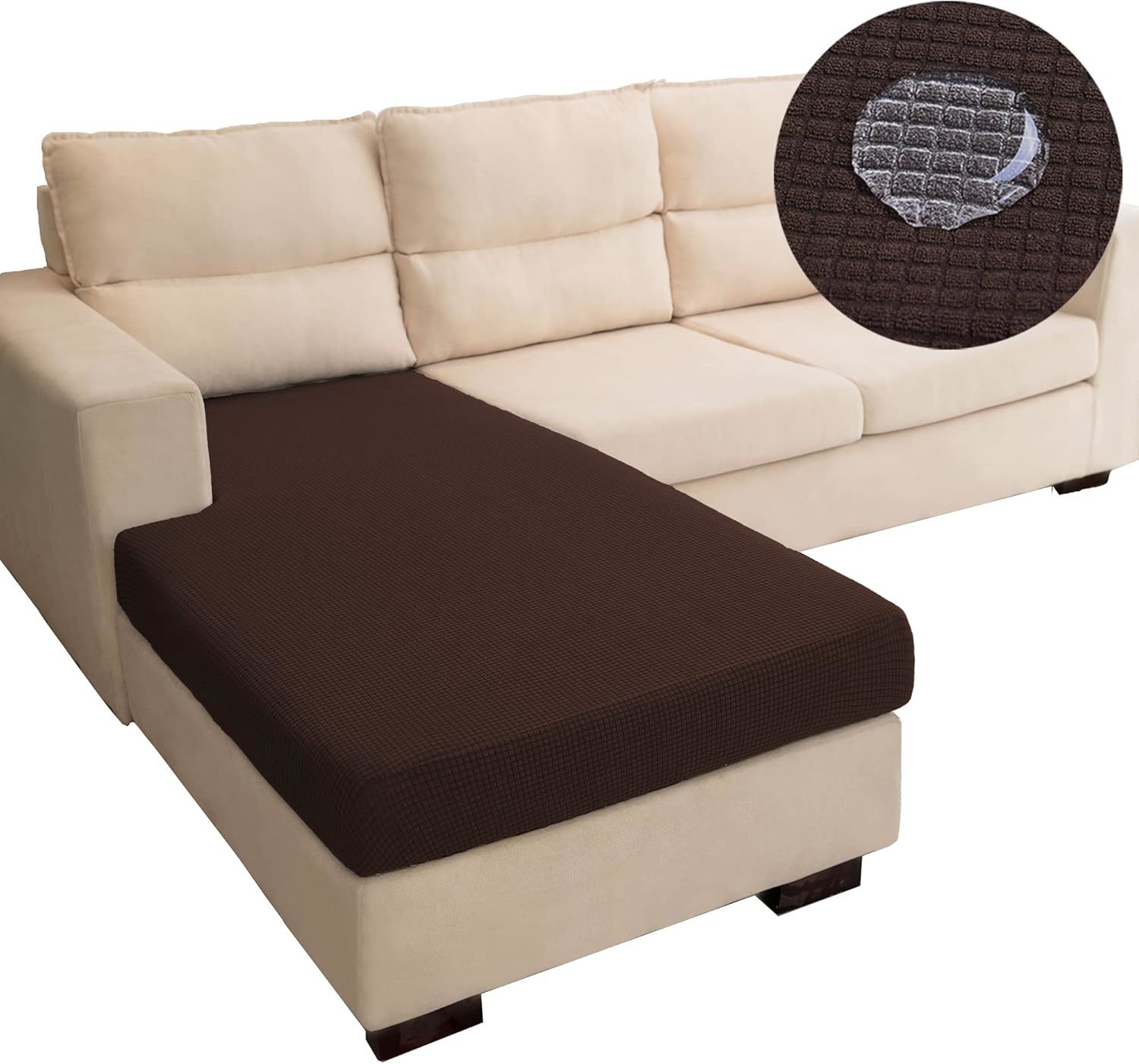 Water Repellent L Shaped Couch Covers For Sectional Sofa, Stretch, Choco... - $42.99
