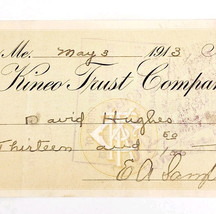 1913 Kineo Trust Company Bank Check E.A. Sampson Dover Maine Signed 4095... - $373.45 MXN