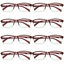 8 Pair Womens Half Frame Square Classic Reading Glasses Red Spring Hinge... - $14.99