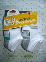 Fruit of The Loom Boys No Show Socks 6 Pair Size LARGE 3-9 NEW White Red... - £10.65 GBP