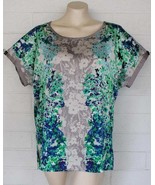 Coldwater Creek L 14 Garden Villa Romantic Short Sleeve Pullover Top - $17.82