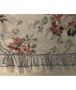 Waverly Fieldcrest Belle Rive Twin Flat Sheet Vtg Ruffled Eyelet Floral ... - €29,63 EUR