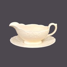 Royal Cauldon Bristol Garden-style gravy boat with attached under-plate. - $65.77