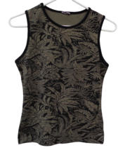 Olive Green Black Fern Tropical Plant Leaf Leaves Tank Top Fits Sz 8 M S... - £8.55 GBP