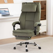 Big Tall Ergonomic Office Chair: Footrest, Headrest, Velvet Green - $192.99