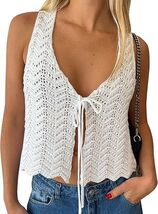 Crochet Tops for Women Summer Vacation Outfits Beach Coverup Going Out Tie - $31.48