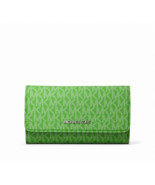 New Michael Kors Jet Set Travel Large Logo Trifold Wallet Jungle Green M... - $101.84 CAD