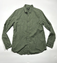 Banana Republic Luxe Flannel Slim Fit Shirt Mens Large Green White Plaid - $17.75