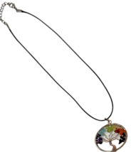 7 Chakra Crystal Tree of Life  Necklace Rose Gold Circle Symbol of Eternal Life image 7