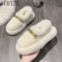 New Winter Warm Shoes Women Flats Beading Outside Loafers Ladies Mink Flat Shoes - £29.96 GBP