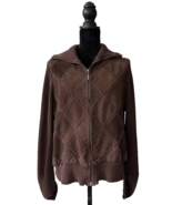 Ladies&#39; Suede Leather/Sweater Jacket, White Stag, Brown, Zipper, XL - $29.97