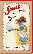 Dwig Comic Postcard Smile Waitress Wait if You Want a Tip Pub Tuck Artist Signed - £7.74 GBP