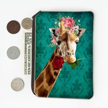Giraffe Photography Portrait : Gift Coin Purse Floral Wreath Cute Safari Animal  - £7.98 GBP