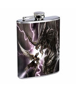 Flask 8oz Stainless Steel Dragon Design-005 Drinking Whiskey Alcohol Brandy - $307.81 MXN