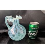 Fenton Art Verre Bleu Topaze Opalescent Pièce Pois Cruche 6.5 Inch Volan... - $1,206.29 MXN