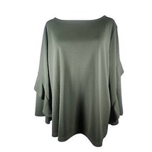 Ann Taylor Factory Womens Flowly Ruffle Sleeve Blouse SIZE L Green - $21.49