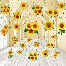 30 Pieces Sunflower Hanging Swirls Decorations Sunflower Party Supplies ... - £15.95 GBP