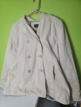 Sonoma Corduroy Womens Jacket Hooded Biege Size Large Coat Blazer - £15.56 GBP