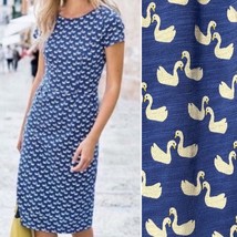 BODEN Phoebe Jersey Dress Blue Goose Swam Print with Pockets Size 6 style WW202 - £34.40 GBP