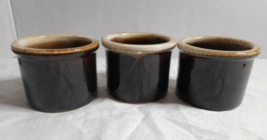 Brown Drip Unbranded Glaze Pottery Souffle Dessert Ramekin Bowls Set Of 3 - £17.37 GBP