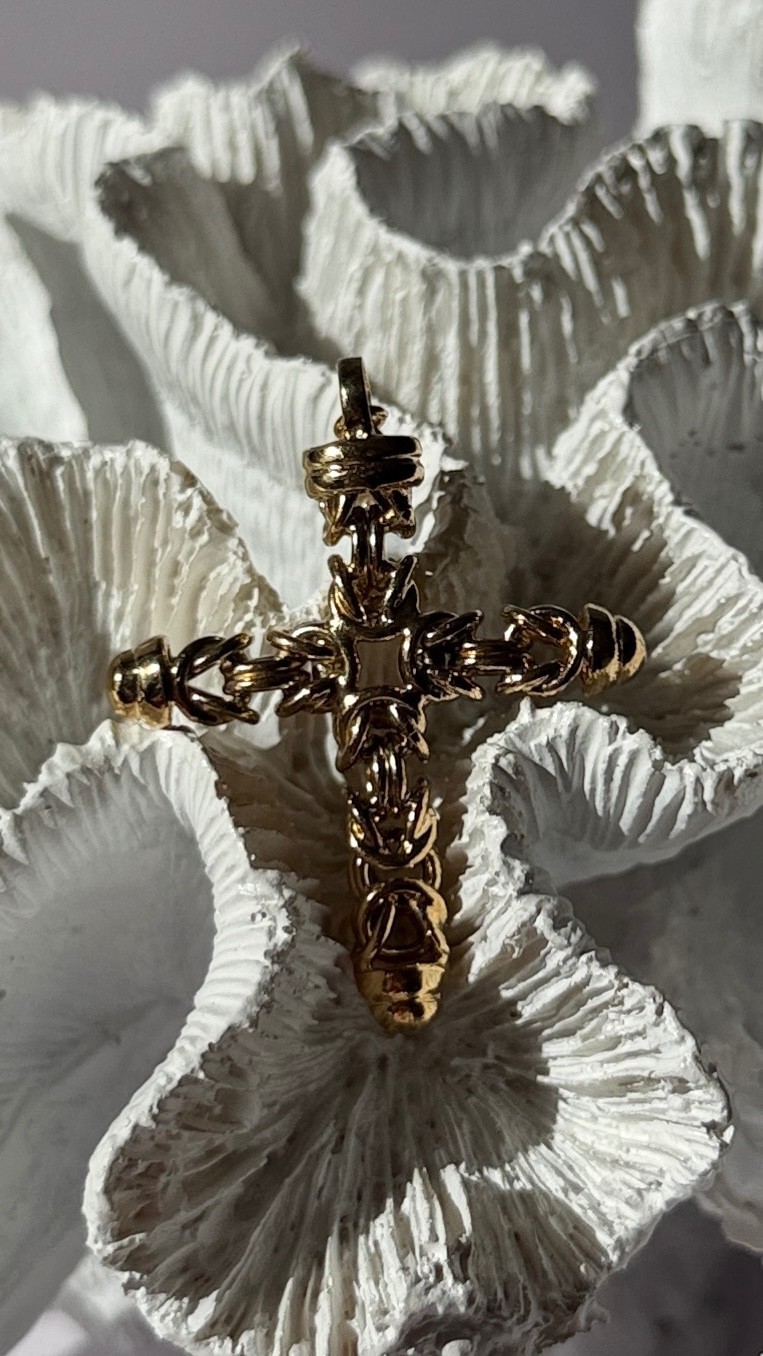 Italy 925 Sterling Silver Gold Plated Cross Pendant Item image 4