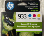 HP 933 Cyan Magenta Yellow Ink N9H56FN CN058AN CN059AN CN060AN Sealed Re... - £14.89 GBP