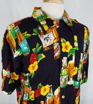 Vintage K.A.D. Clothing Co Tropical Beer Hawaiian Camp Shirt Men&#39;s Large Rayon - £14.08 GBP
