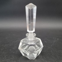 Vintage IW Rice Clear Faceted Art Deco Glass Vanity Perfume Bottle 4&quot; - £9.17 GBP