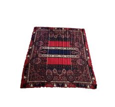 Vintage Carlisle(?) Woolen Woven Big Square 50"X50" Shawl Scarf Red,blue... - $138.60