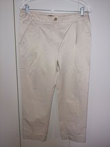 H &amp; M LADIES POLYESTER/COTTON STRETCH CROPPED PANTS-8-WORN ONCE-SAND-SHI... - $9.46