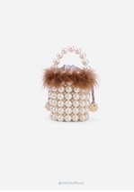 Women&#39;s Ostrich Hair Handmade Beaded  Bag 2022 New Mini Bucket Small Bag Messeng - £31.99 GBP