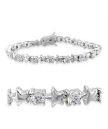 32020 - Rhodium Brass Bracelet with AAA Grade CZ  in Clear - $46.23 CAD