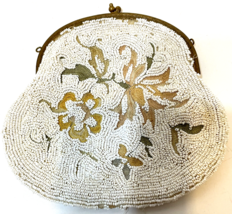 Rare 1920s Vintage Micro Beaded Crewel Embroidered Clutch Bag 6 x 4 inches - £58.97 GBP
