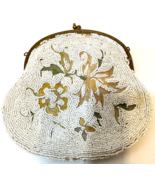 Rare 1920s Vintage Micro Beaded Crewel Embroidered Clutch Bag 6 x 4 inches - £56.31 GBP