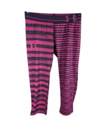 Pink Striped Under Armour Leggings Womens Medium Compression Capri Pants... - $28.71