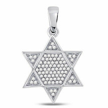 10k White Gold Mens Round Diamond Star Magen David Jewish Charm Pendant 1/5 Cttw - £217.18 GBP