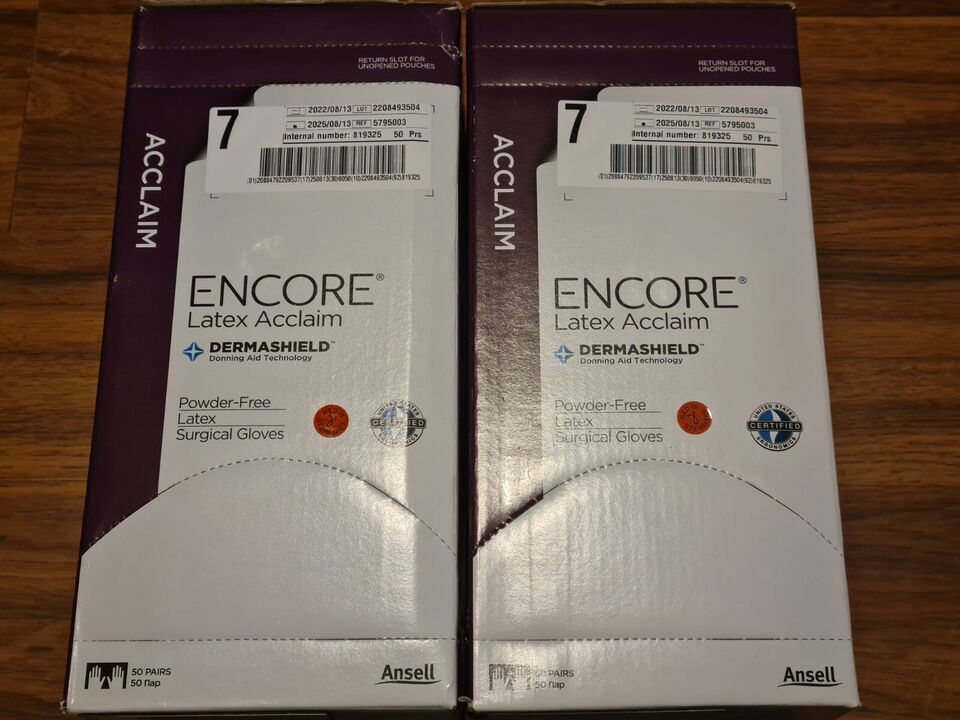 100-Pairs Encore Latex Acclaim DermaShield Powder Free Latex Surgical Gl... - $73.49