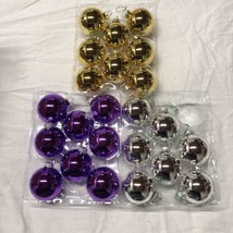 Holiday Time Christmas Glass Ornaments Gold Purple Silver Made In The USA￼. - $26.61