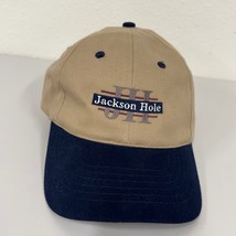 Jackson Hole Hat Baseball Cap Embroidered Logo Tan Blue Adjustable - $24.99