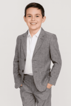 Boys Grey Linen Suit Jacket &amp; Pants for Ring Bearers, Weddings - $1,824.22 MXN+