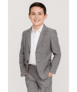 Boys Grey Linen Suit Jacket &amp; Pants for Ring Bearers, Weddings - $1,824.22 MXN+