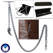 Albert Chain Silver Pocket Watch Chain for Men with Animal Tooth Design ... - $12.50+