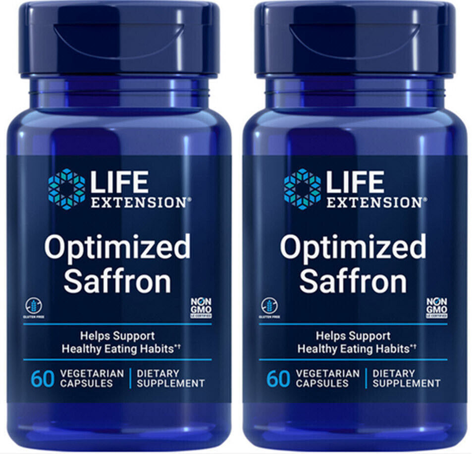 OPTIMIZED SAFFRON WEIGHT SUPPORT 2 BOTTLES 120 Vege Capsules  LIFE EXTENSION - $53.99