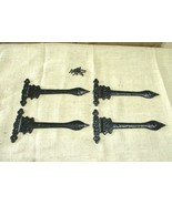 4 CAST IRON CABINET DOOR HINGES ORNATE 9&quot; T STRAP HARDWARE BLACK LARGE T... - $39.99