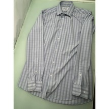Mizzen + Main Men Shirt Non Iron Blue Plaid Stretch Large Tall Trim Fit LT - £39.20 GBP