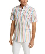 Club Room Men&#39;s Stretch Cotton Blend Stripe Shirt Rainbow Combo-Medium - $377.35 MXN
